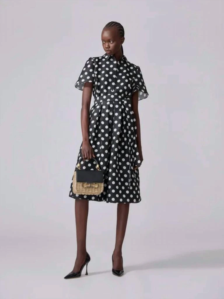 knee length dresses for ladies Octavia Puff Sleeve Shirt Dress Small Polka Black White S main image 1