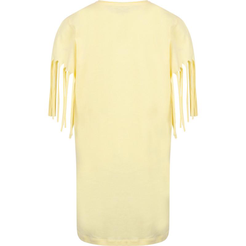 Loud Apparel All of us fringed sleeves t shirt dress in yellow