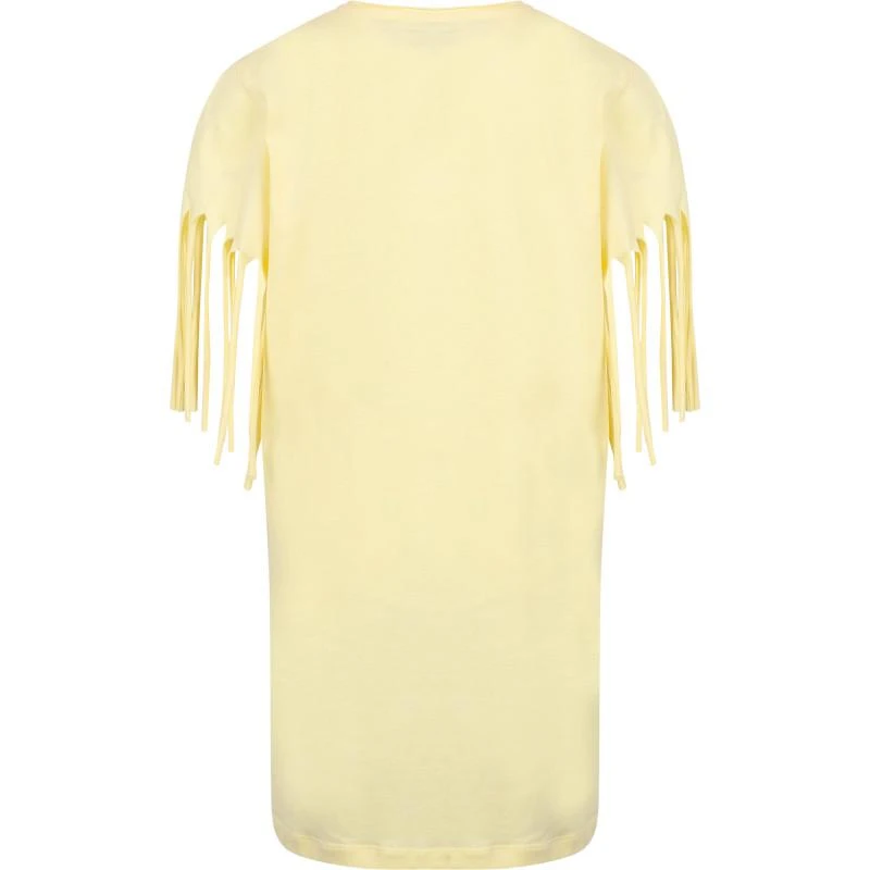 Loud Apparel All of us fringed sleeves t shirt dress in yellow 2