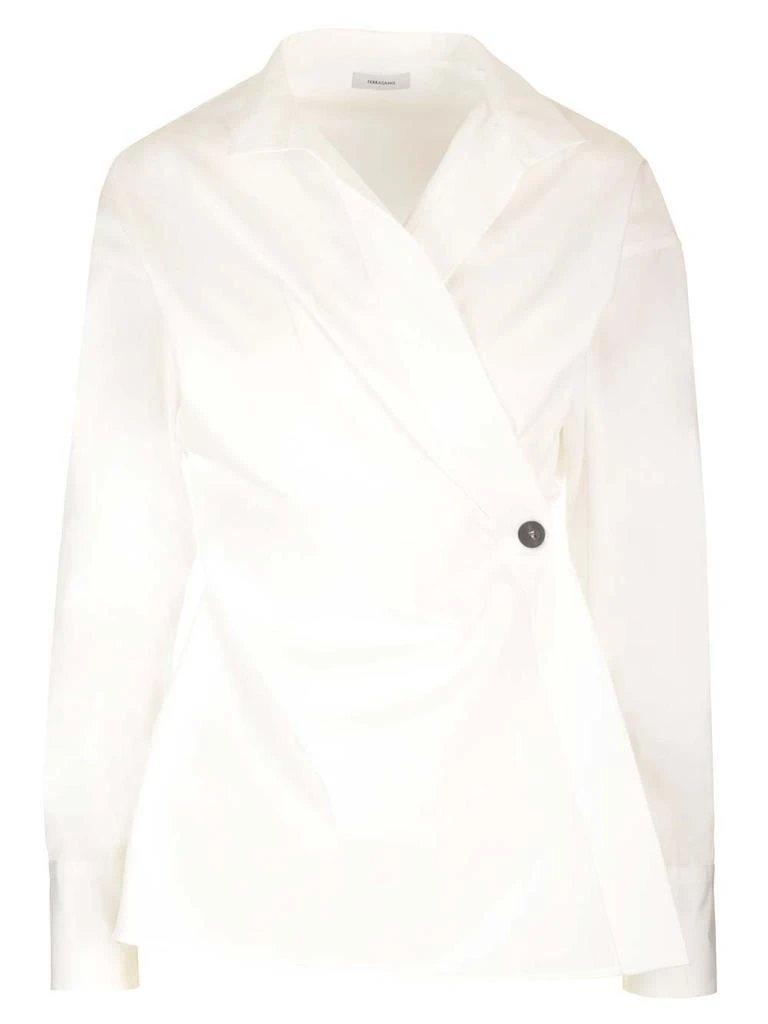 Salvatore Ferragamo Ferragamo Wrap-Designed Long Sleeved Shirt 1