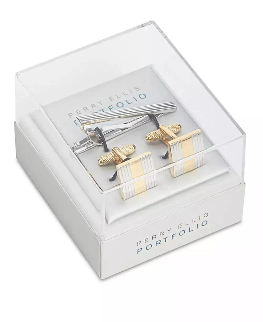 Perry Ellis Perry Ellis Men's Classic Cuff Links & Tie Bar Set 2