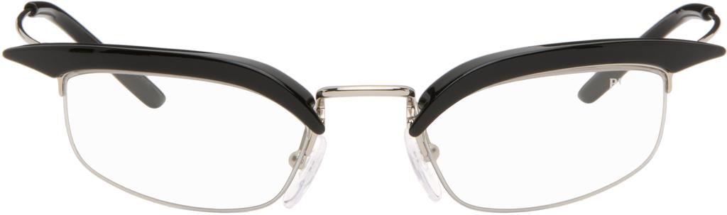 prada ブラック catwalk アンギュラー キャットアイメガネ Prada Black Catwalk Angular Cateye Glasses - Accessories - Free