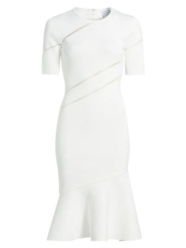 Herve Leger Beth Sheer Stripe Fluted Dress 5