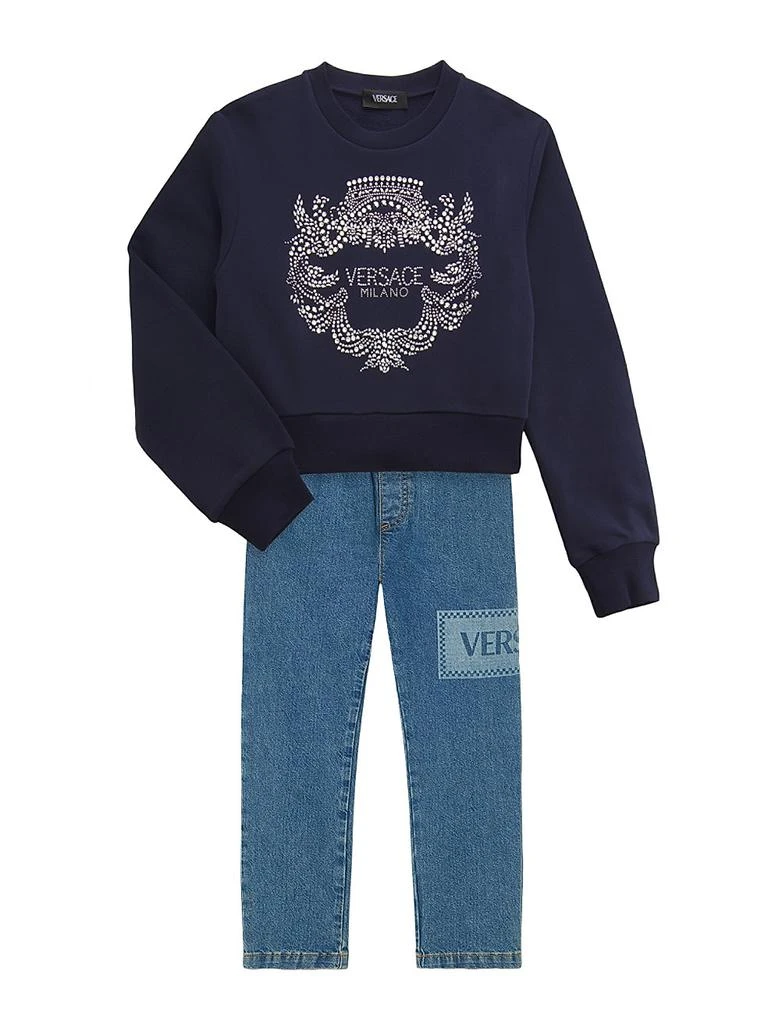 Versace Little Girl
s
Girl
s Rhinestone Logo Crest Fleece Sweatshirt 2