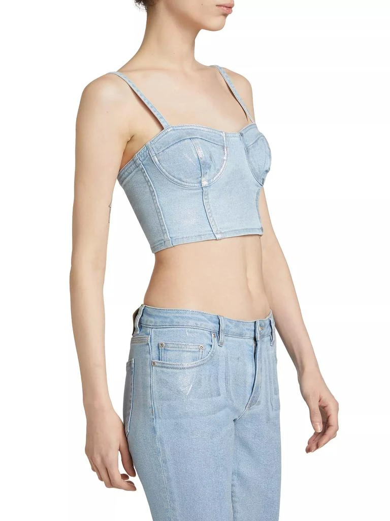 Purple Brand Metallic Foil Denim Corsette Crop Top 4