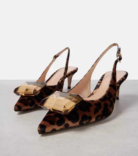 Gianvito Rossi Jaipur 55 leopard-print velvet slingback pumps 5