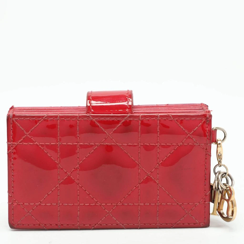 Dior Dior Red Cannage Patent Leather Lady Dior Gusset Card Case 4