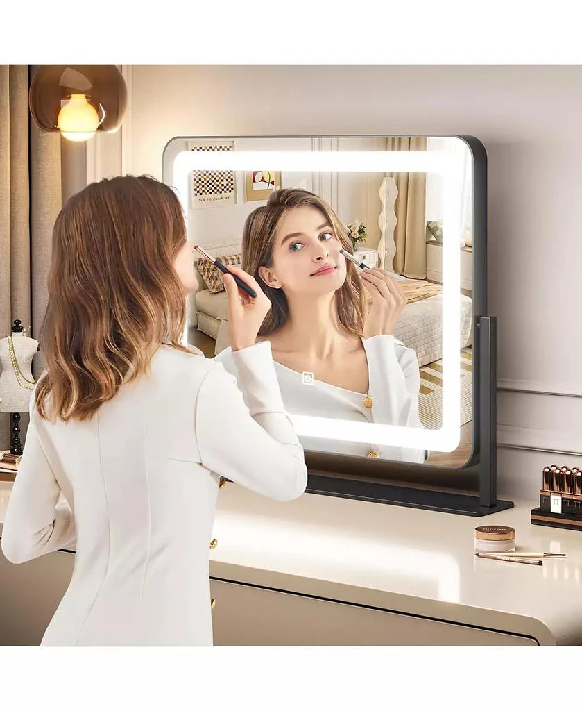 Homfan LED Vanity Mirror, 19.7" x 17.5" Touch Screen Makeup Mirror with 3 Lighting Modes, Adjustable Tabletop Design 6