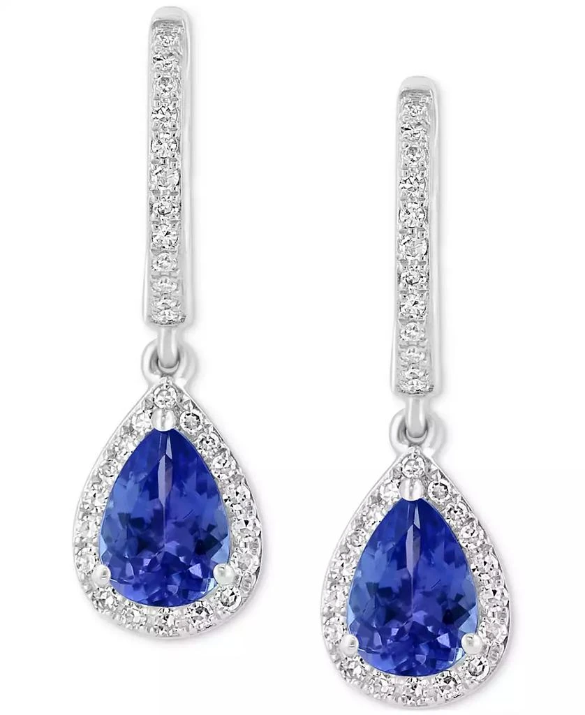 EFFY Collection EFFY® Tanzanite (1-1/6 ct. t.w.) & Diamond (1/4 ct. t.w.) Dangle Hoop Drop Earrings in Sterling Silver 3