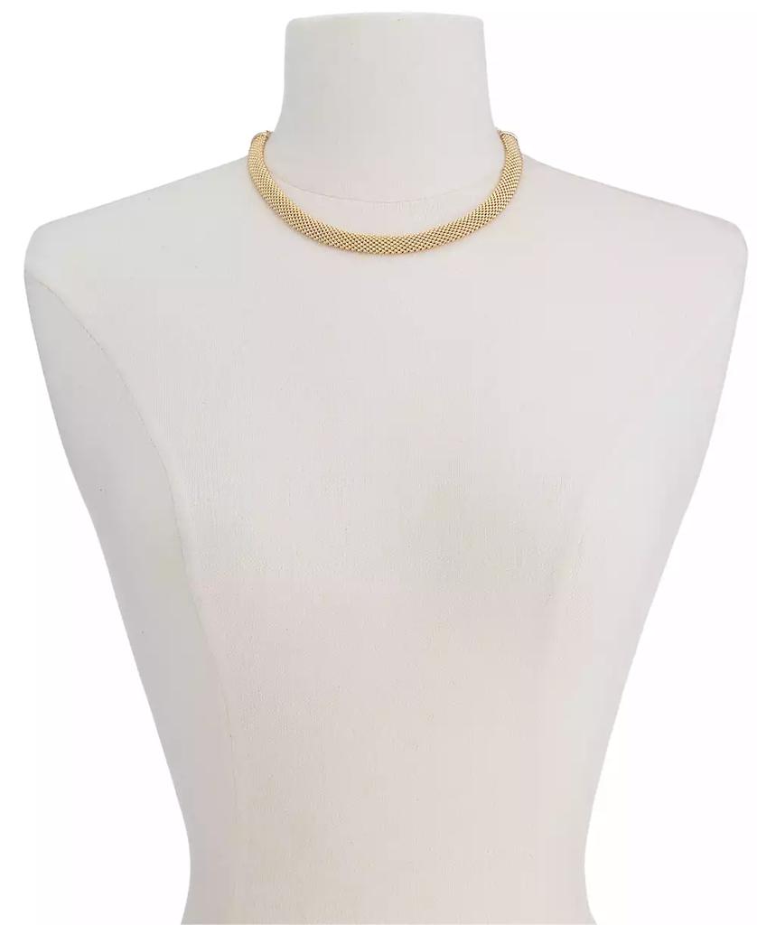 Italian Gold Popcorn Mesh Link Choker Necklace in 14k Gold-Plated Sterling Silver, 13" + 5" extender