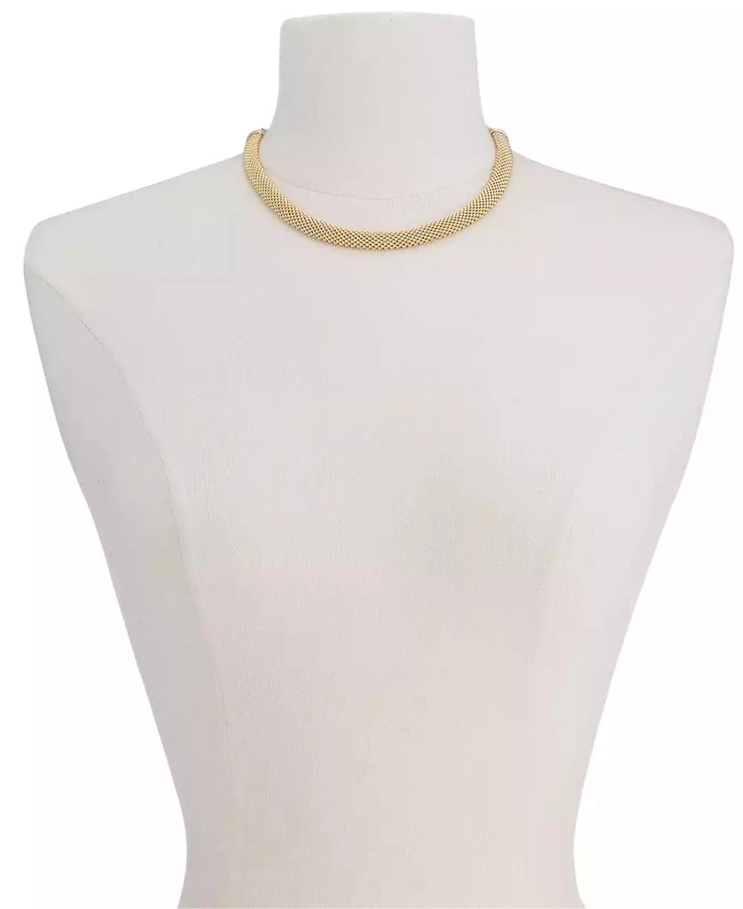 Italian Gold Popcorn Mesh Link Choker Necklace in 14k Gold-Plated Sterling Silver, 13" + 5" extender 2