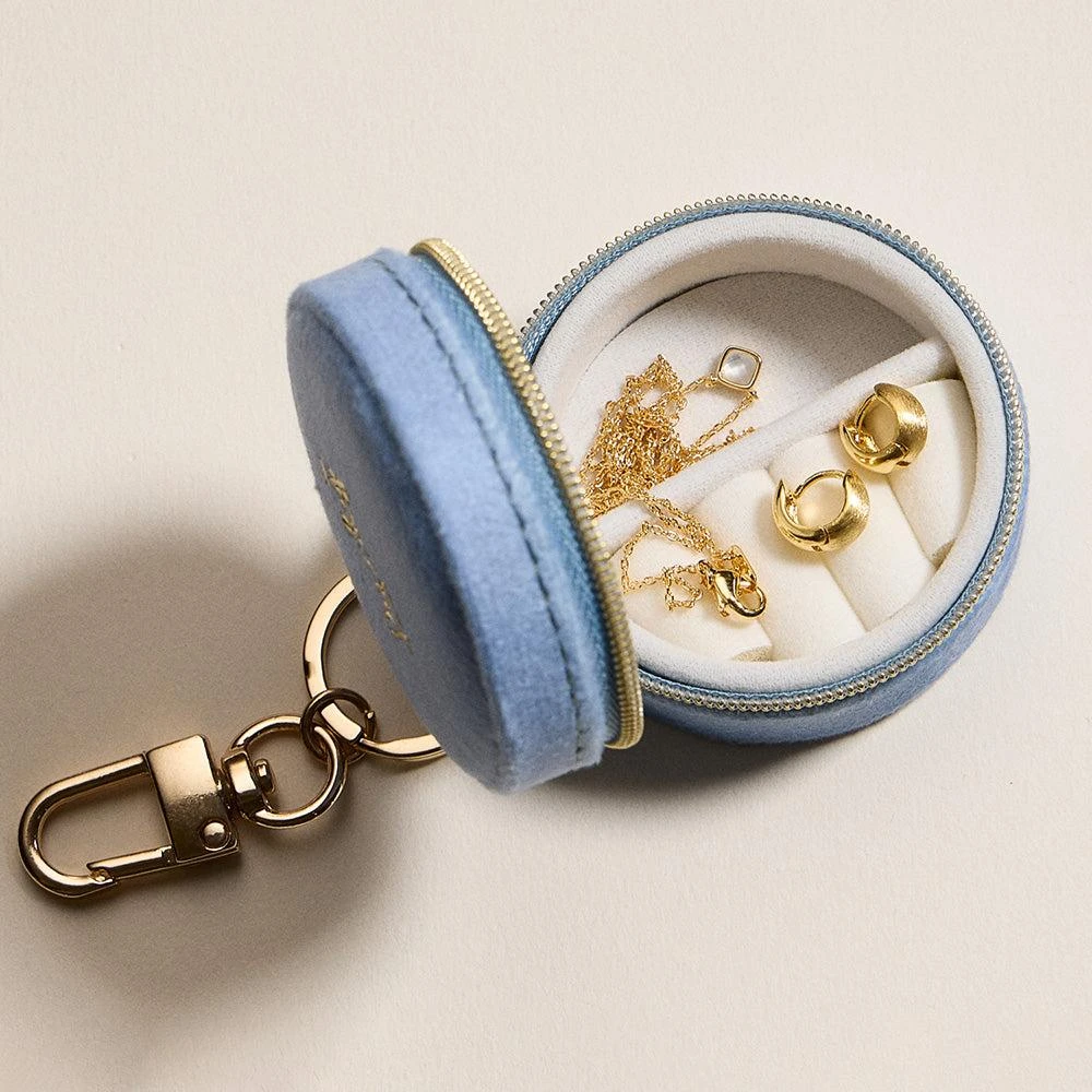 FASHNZFAB LUCKY Embroidered Round Shaped Travel Jewelry Case Keychain Bag Charm 4