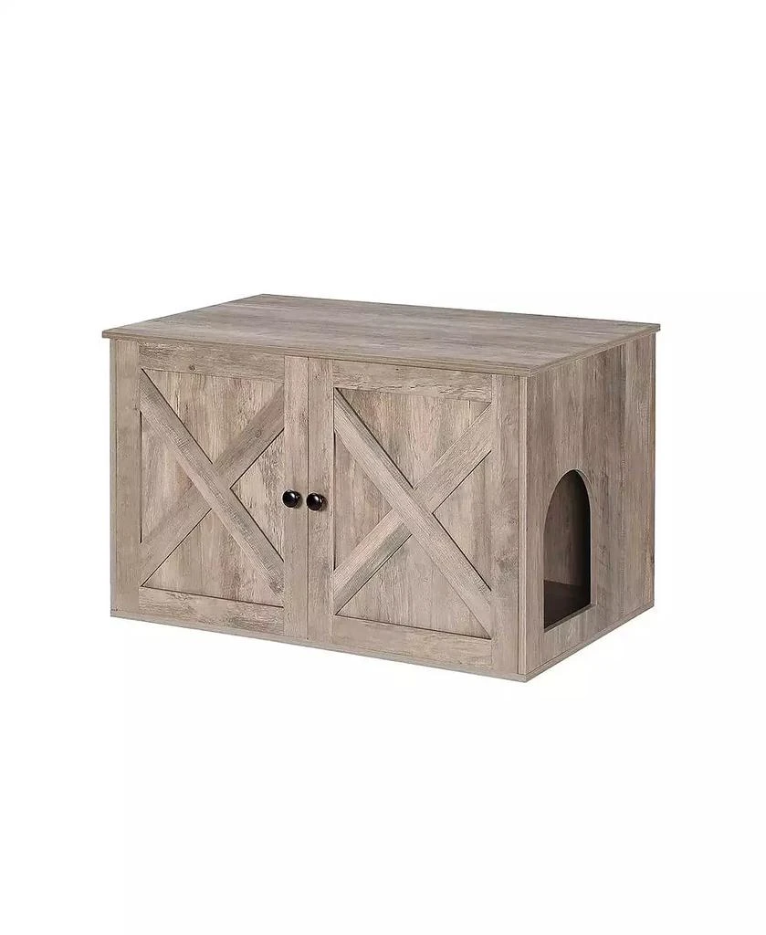 COZITO Litter Box Enclosure Cabinet with Divider, Barn-Style Doors, Hidden Cat Washroom Furniture, Indoor Use