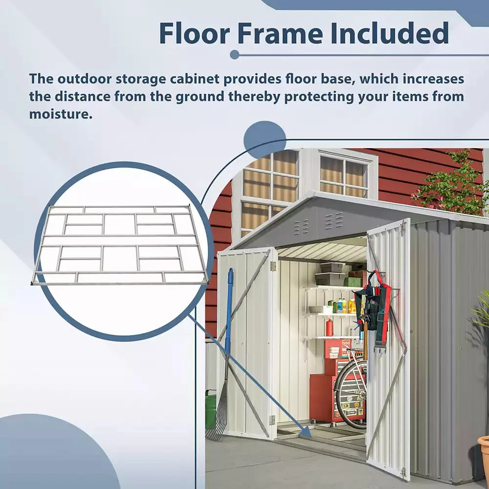 Streamdale Furniture Streamdale 10x8FT All-Weather Metal Storage Shed with Lockable Doors 9