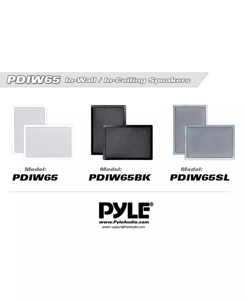 Pyle PDIW65 6.5" In-Wall/In-Ceiling 2-Way Stereo Speakers - Flush Mount, White, Pair 4