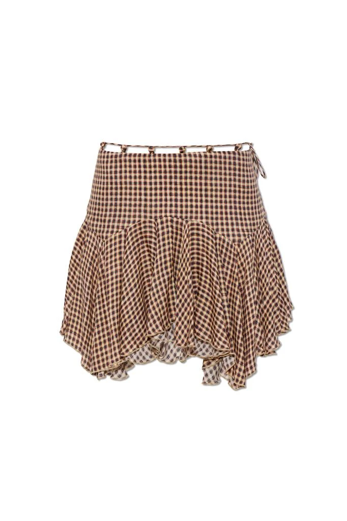 Shop Princess Polly Laurita shirred lettuce edge hem drop waist mini dress  in brown gingham on Sale at BeyondStyle  Get 60% Off Princess Polly  Laurita shirred lettuce edge hem drop waist