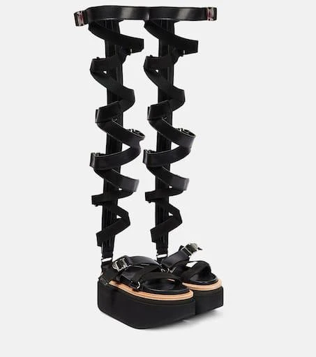 Sacai Lace-up leather sandals 1