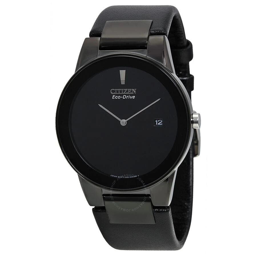 Citizen Eco Drive Axiom Black Dial Black Leather Men's Watch AU1065-07E 1