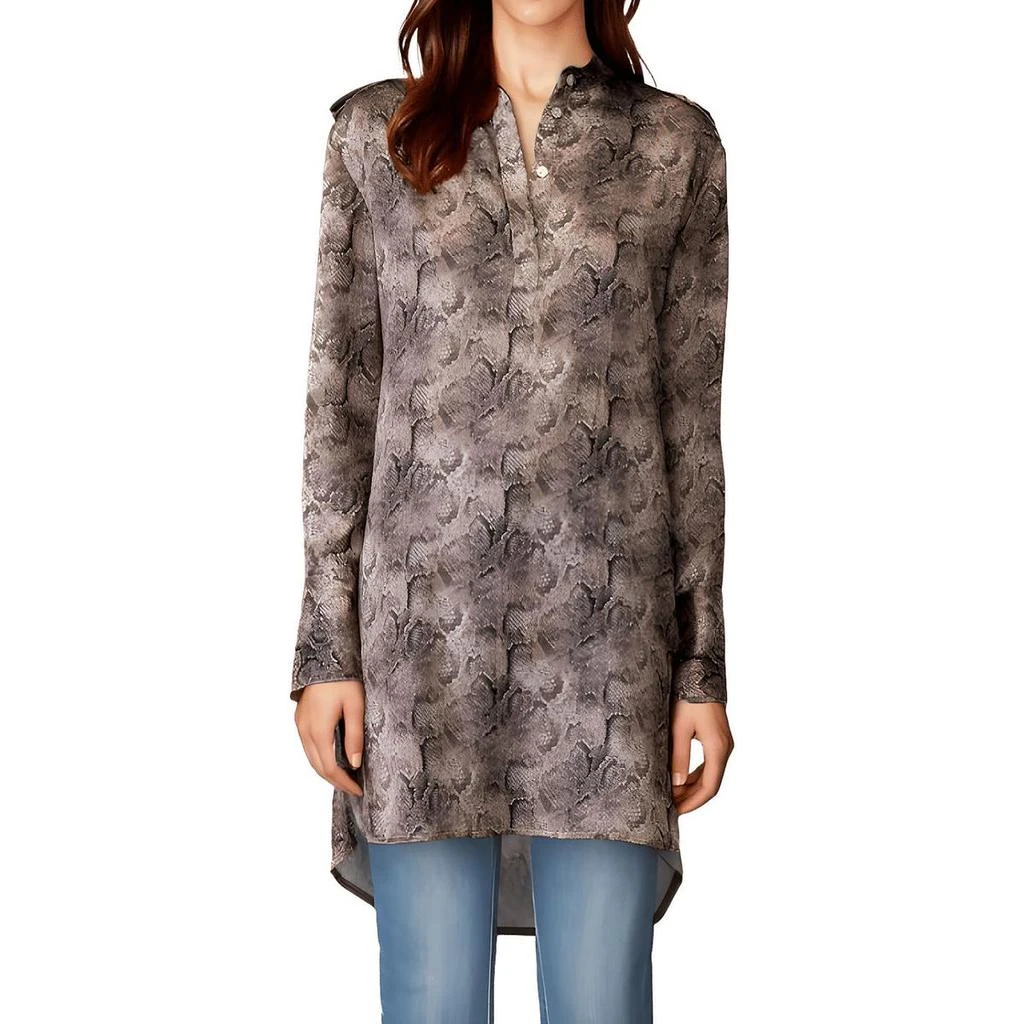 Adrienne Landau Womens Printed Satin Tunic Top 1