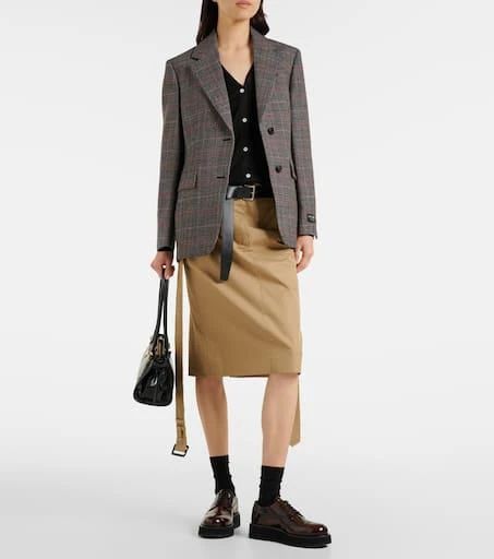 Prada Belted cotton twill pencil skirt 2