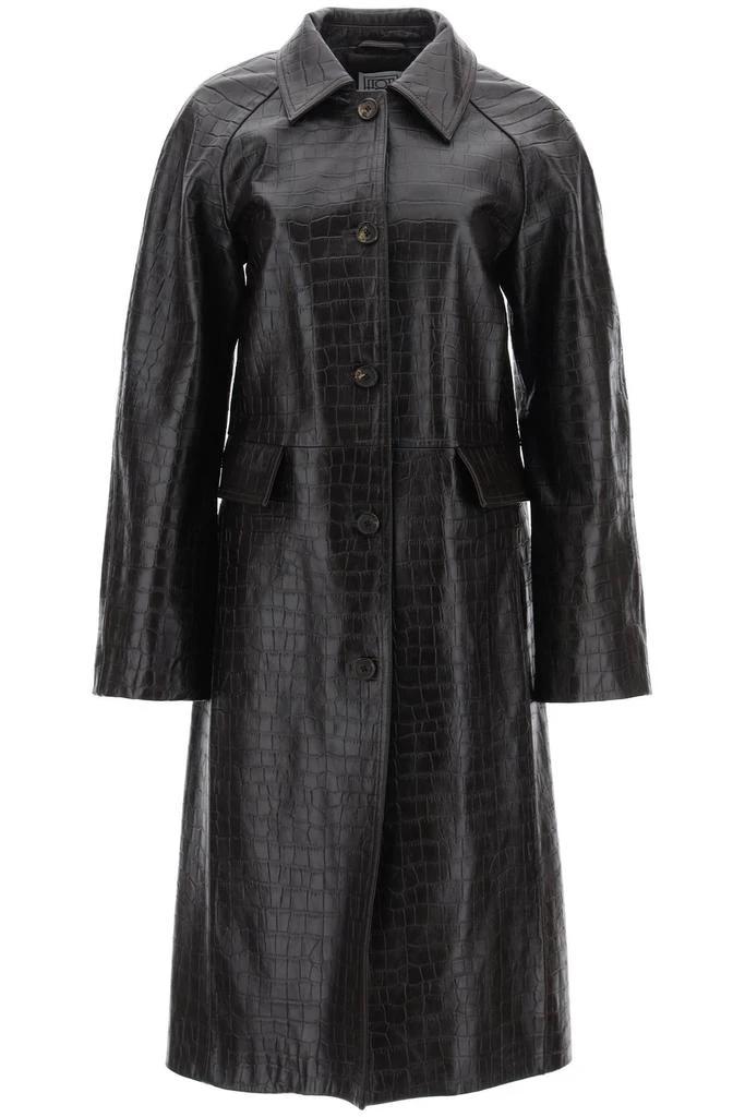 Totême crocodile embossed leather coat 1