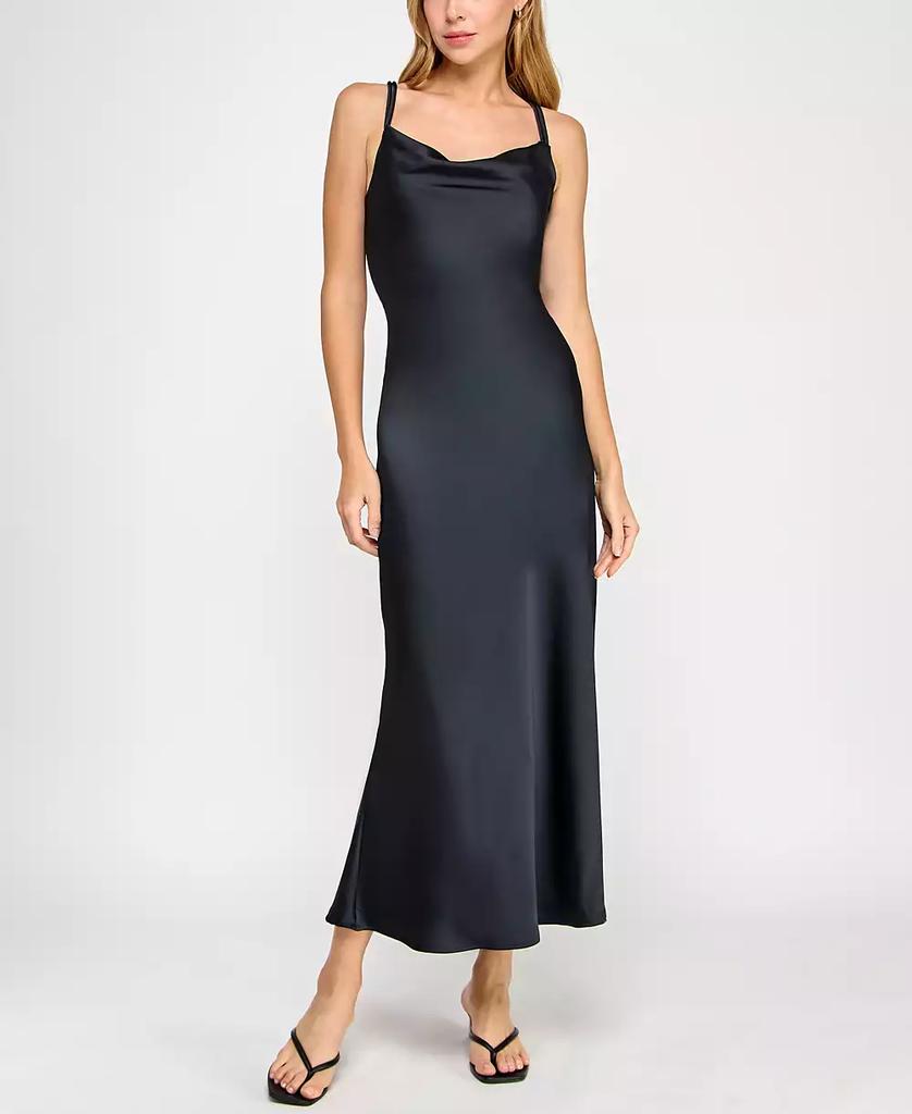 BCX Juniors' Sleeveless Cowlneck A-Line Dress