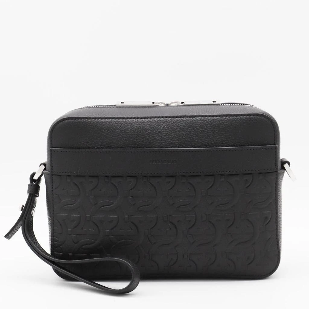 Salvatore Ferragamo Salvatore Ferragamo Black Leather Travel Embossed Crossbody Bag 1