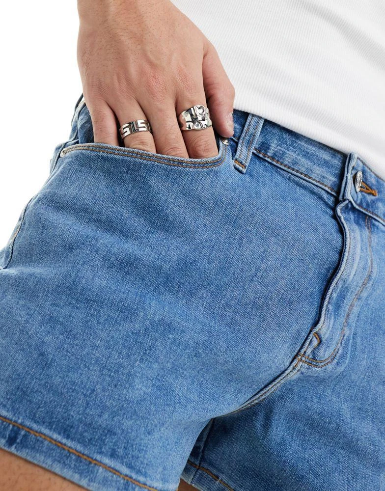 ASOS ASOS DESIGN extreme skinny shorts in light wash blue 3