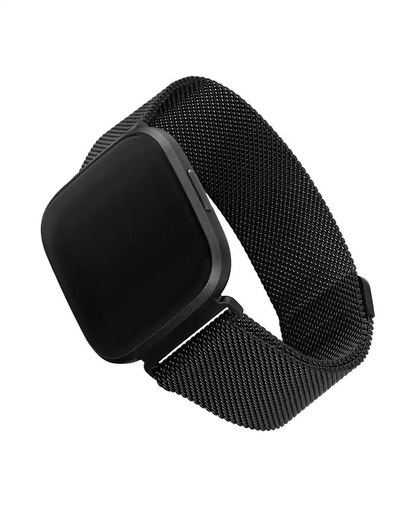 WITHit Black Stainless Steel Mesh Band designed for Fitbit Versa, Versa 2 and Versa Lite