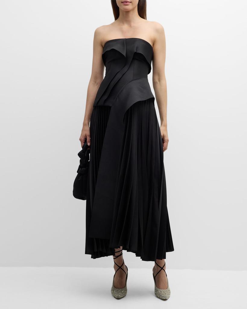 Acler Hammil Draped Strapless Midi Dress