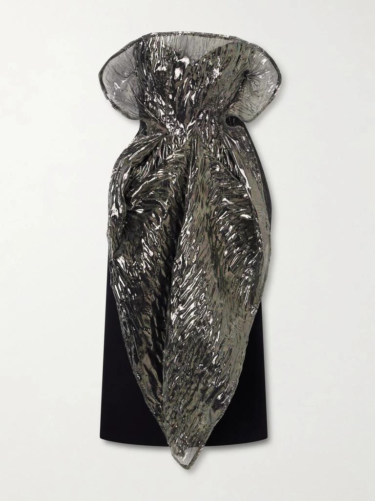 Maticevski De La Cruz Strapless Layered Lamé And Crepe Gown