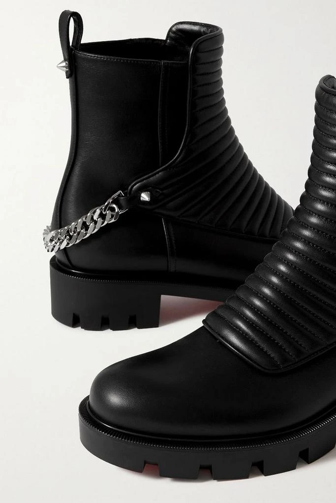 Christian Louboutin Maddic Max chain-embellished quilted leather ankle boots 4