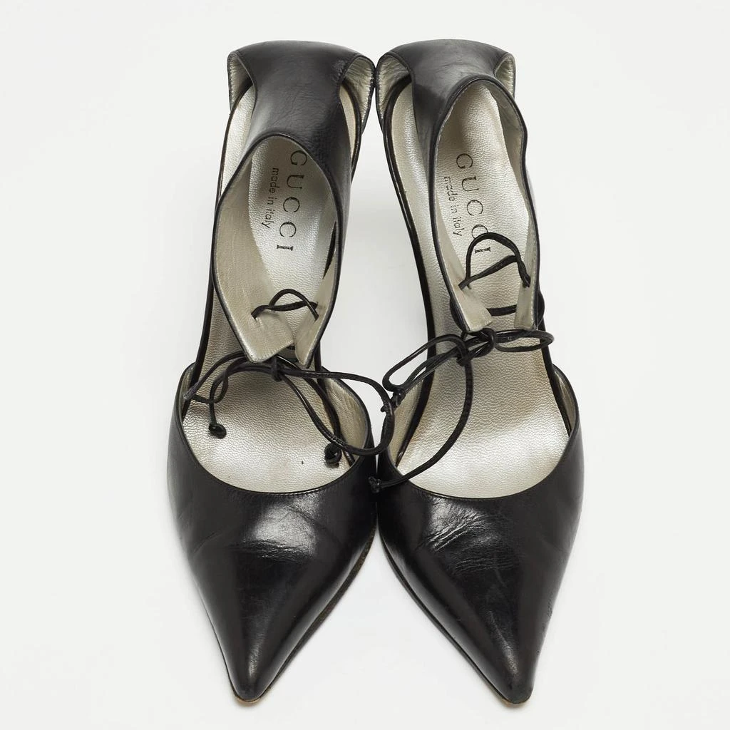 Gucci Gucci Black Leather Ankle Tie Pumps Size 37.5 3