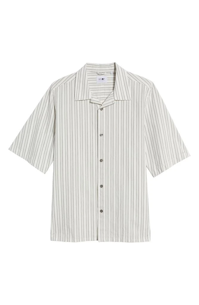 NN07 Ole Stripe Short Sleeve Stretch Cotton Button-Up Shirt 6