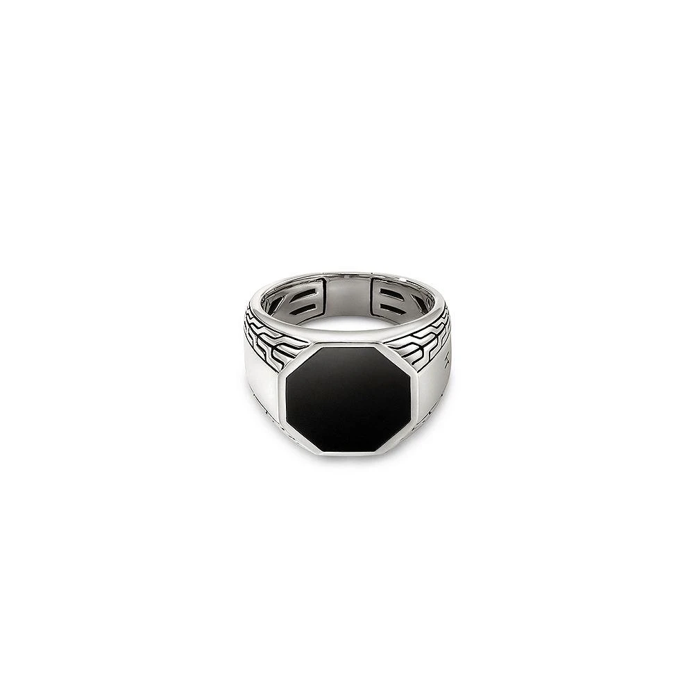 John Hardy Men
s Sterling Silver ID Onyx Signet Ring 1