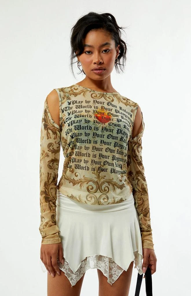 Playboy By PacSun Mesh Long Sleeve Top 2