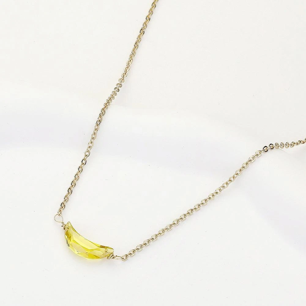 FASHNZFAB CZ Crescent Moon Stone Pendant Necklace