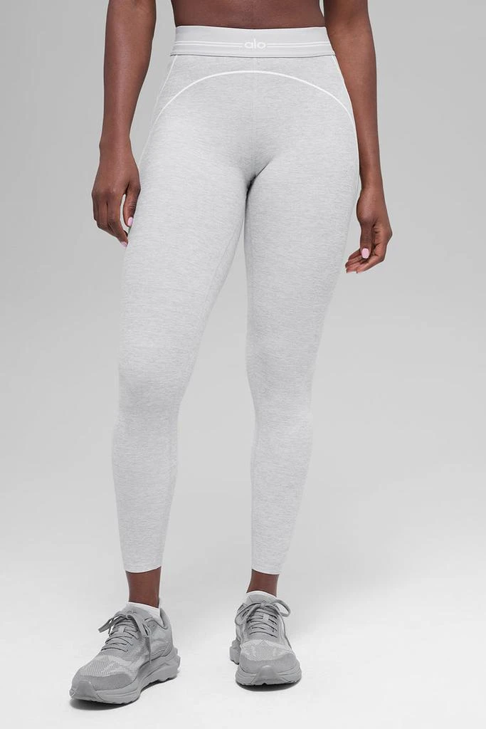 Alo 7/8 High-Waist Alosoft Heart Throb Legging - Athletic Heather Grey/White 3
