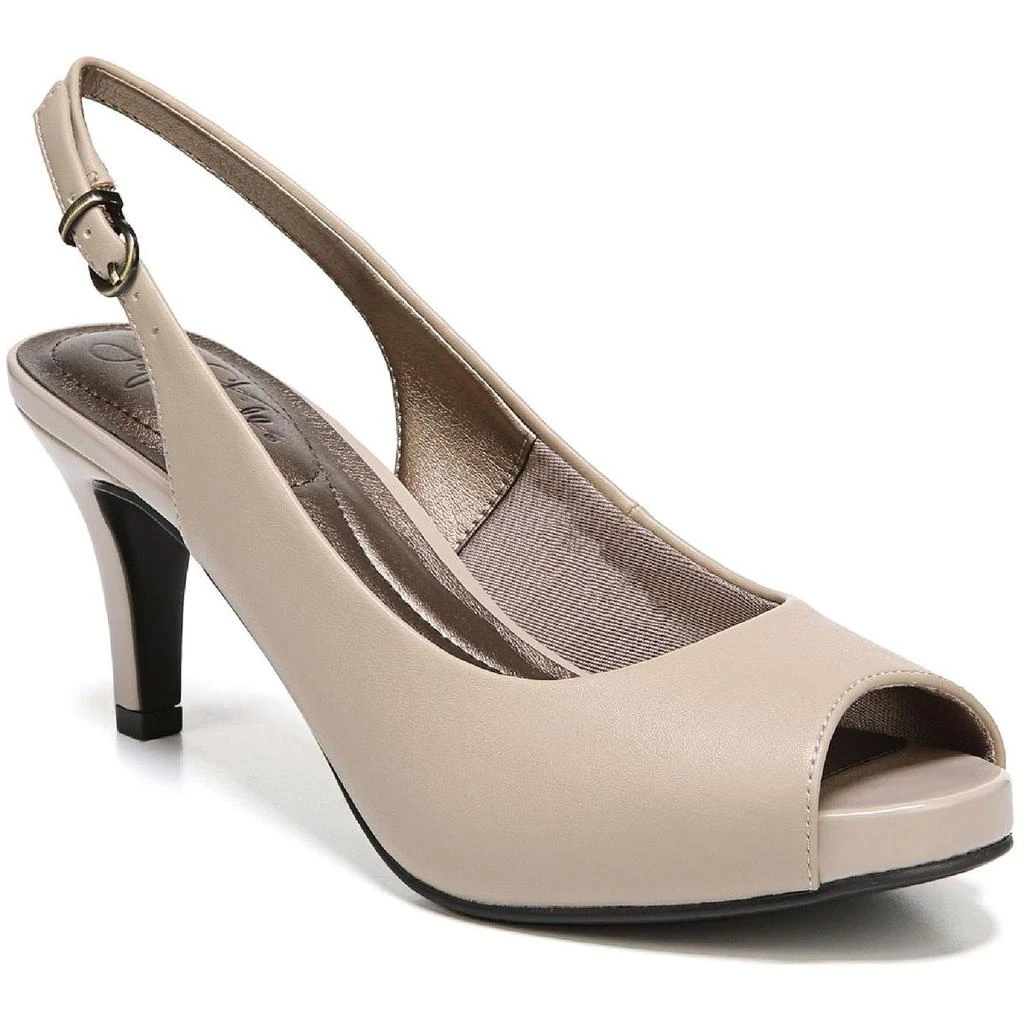 LifeStride Teller Womens Solid Slingback Peep-Toe Heels 4