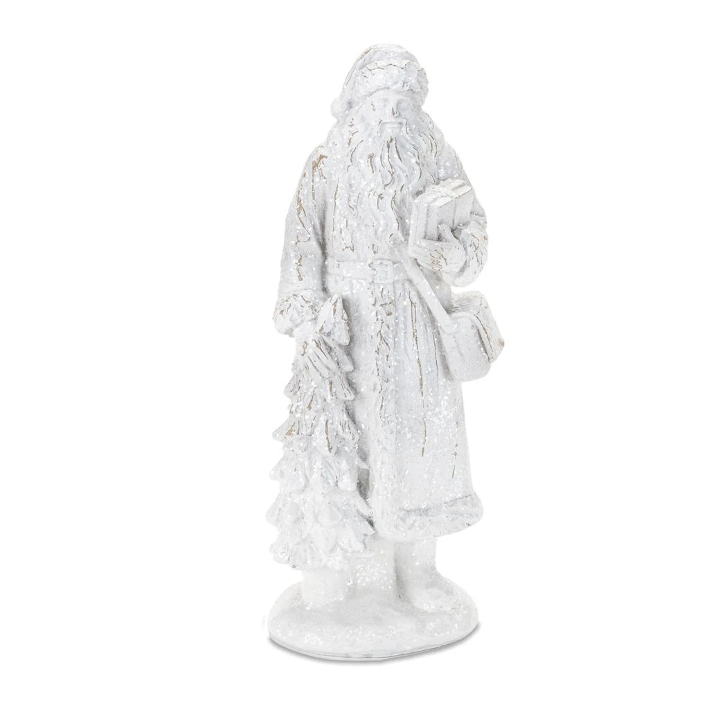 Melrose International Glittered Santa Figurine (Set of 2) - White