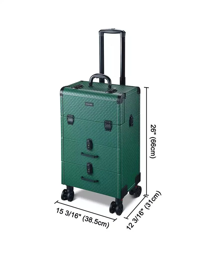 Byootique Rolling Makeup Train Case Cosmetic Organizer Trolley 2 Drawer Lockable 5