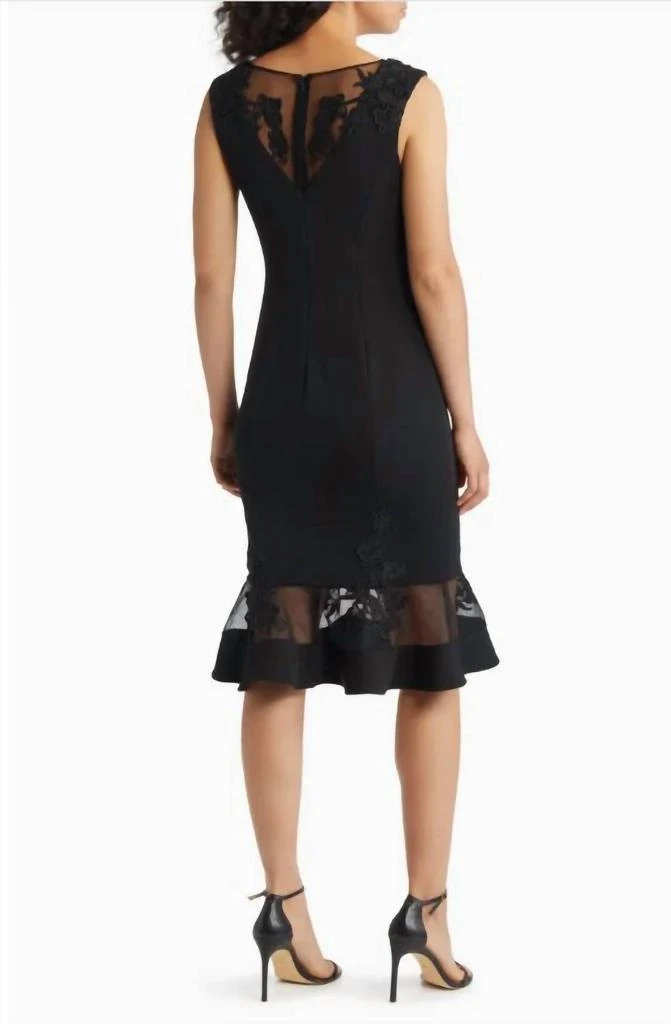 Aidan Mattox Floral Lace Trim Cocktail Dress In Black 2
