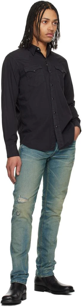 RRL Black Slim Fit Twill Western Shirt 4