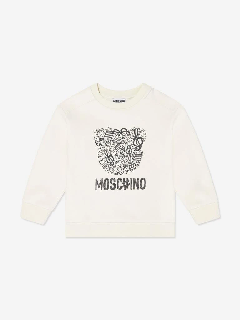 Moschino Kids Bear Logo Sweatshirt in Ivory – On Sale Now with Up