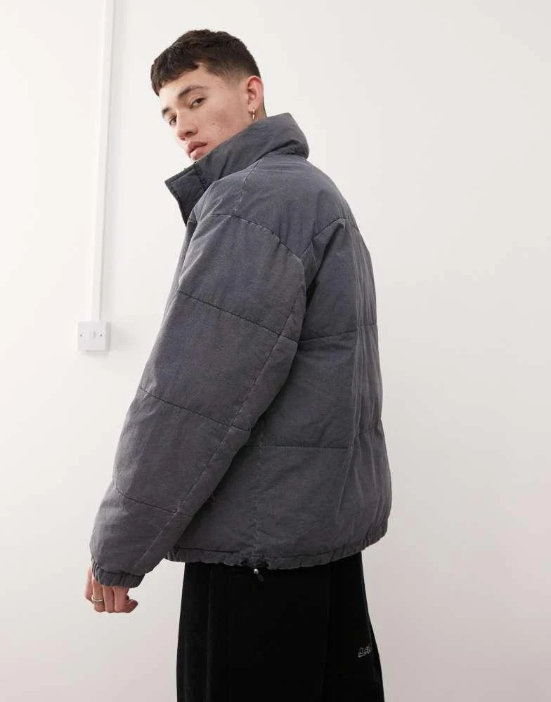COLLUSION COLLUSION washed look funnel neck puffer jacket in grey 4