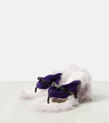 Burberry Step Post Shearling-trimmed sandals 5