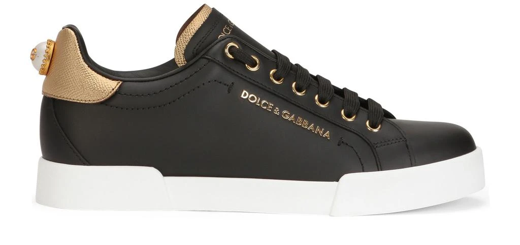 Dolce & Gabbana Portofino calfskin nappa sneakers with lettering 2