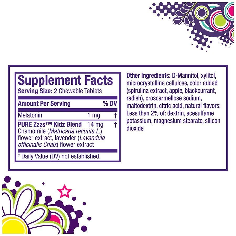 PURE Zzzs Kidz Melatonin Sleep Aid Chewable Tablets, Drug-Free & Non-Habit Forming Berry 2
