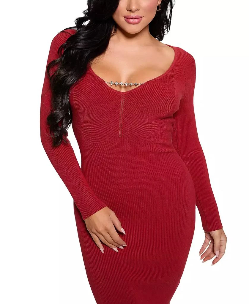 open lace back dress GUESS Womens Eco Short Sleeve Julia Seamless Sweater Dress, Pure Choco,  XS/S at Amazon Women's Clothing store