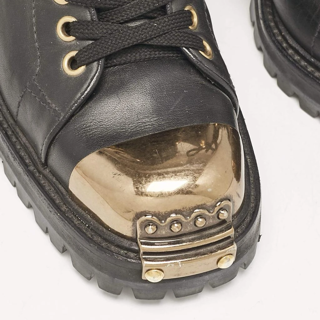 Miu Miu Miu Miu Black lLather Block Heel Ankle Combat Boots Size 36 7